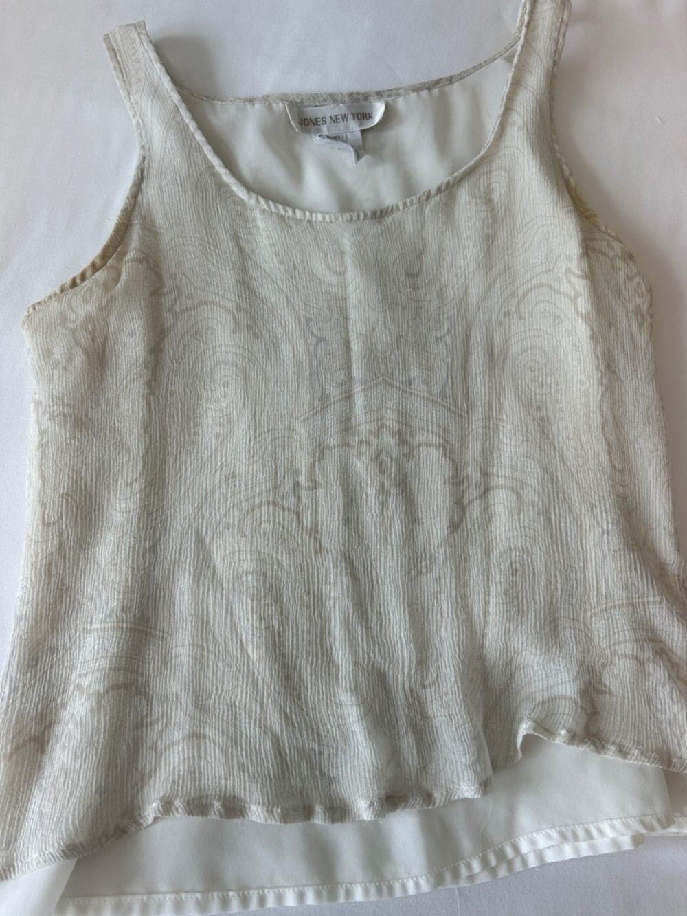 Jones New York Silk Cream Paisley Sleeveless Scoop Neck Camisole 10